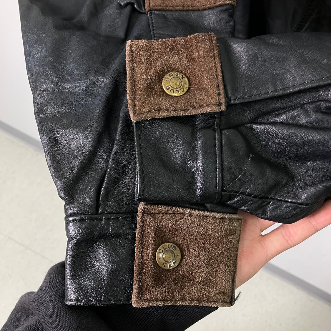 VTG 빈티지 가죽 스웨이드 배색 봄버 자켓 상품이미지7