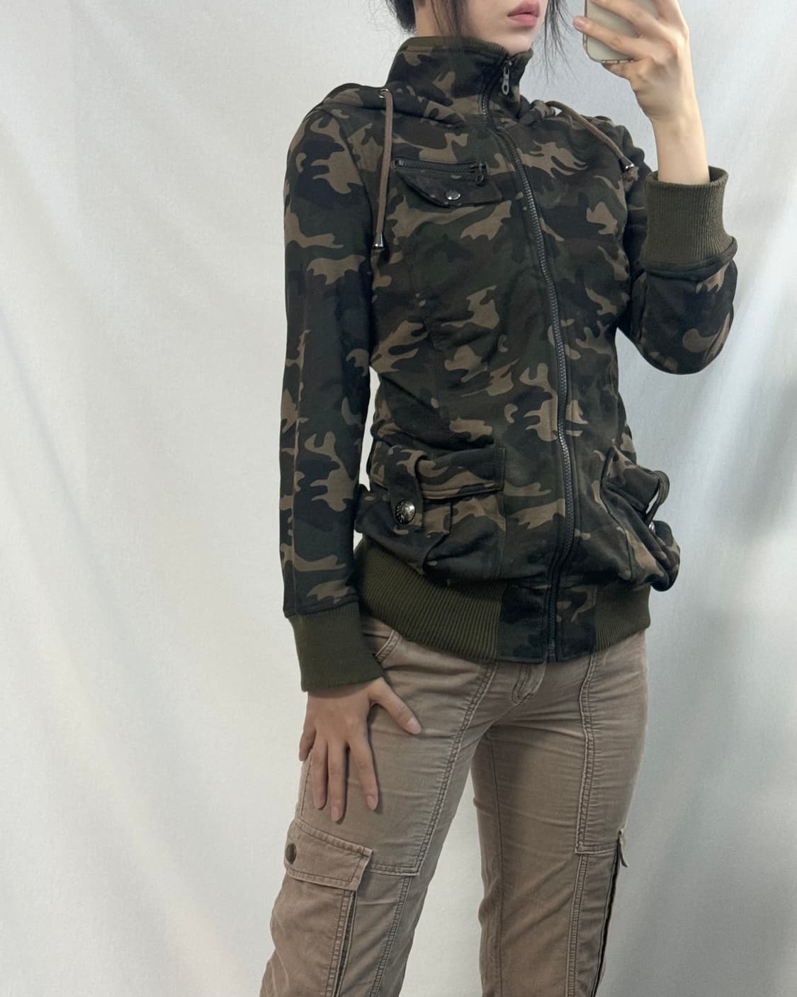 카모 패턴 와이투케이 후디드 집업 상품이미지3