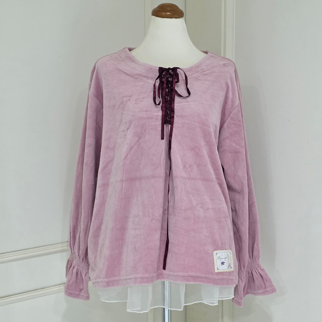 JP DISNEY) 벨르메종 라푼젤 핑크 벨벳 레이스 코르셋 블라우스 상품이미지2