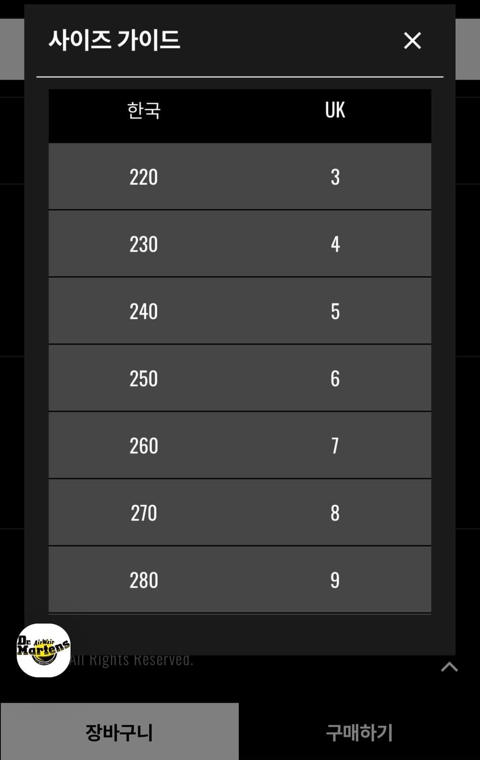 닥터마틴 스웨이드 앵클 부츠 UK8 270 상품이미지9