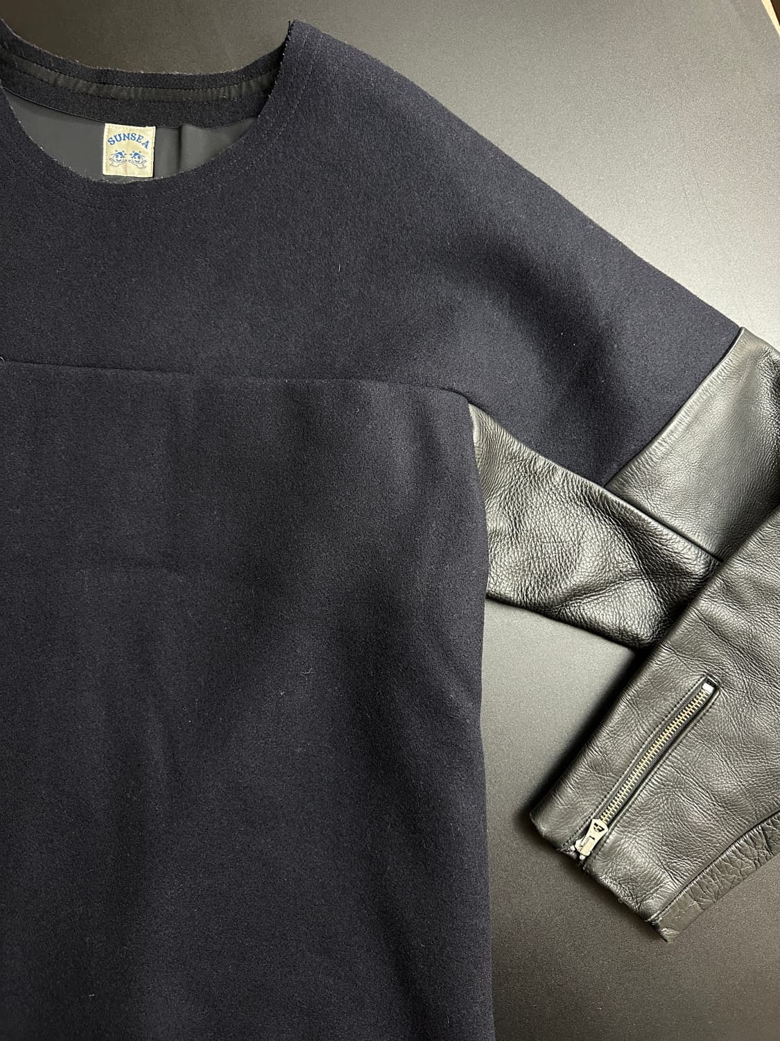 Sun sea leather melton jacket 상품이미지4