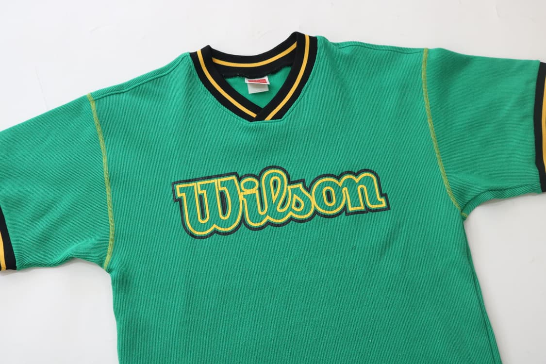 Wilson 윌슨 빈티지 빅로고 스트라이프 V넥 반팔 니트 (L) 상품이미지3