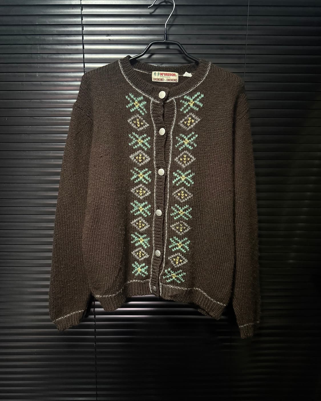 맥그리거 울 브라운 갈색 에스닉 웨스턴 민트 눈꽃 노르딕 가디건 L 일본 상품이미지2
