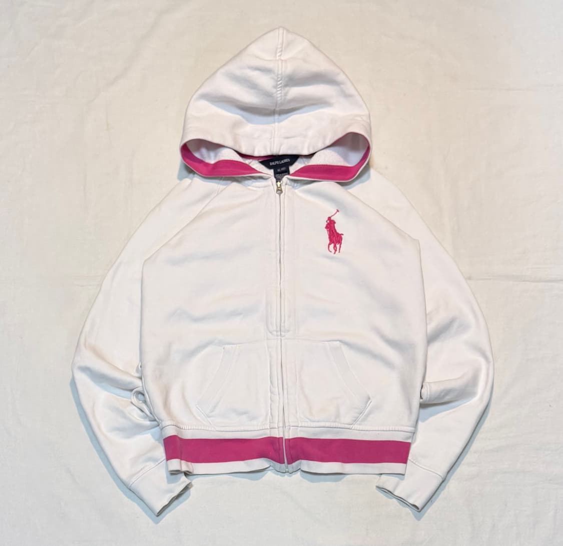 대장급 빅포니 딱붙핏 후드집업 흰핑 화이트 상품이미지1