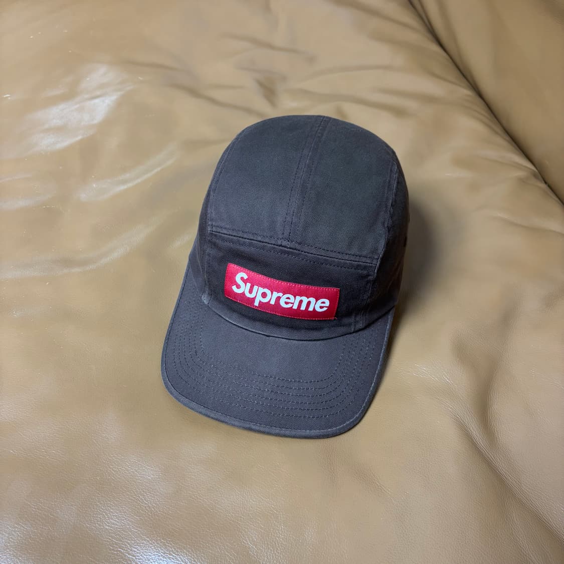 슈프림 캠프캡 모자 박스로고 21fw 워시드 브라운 상품이미지1