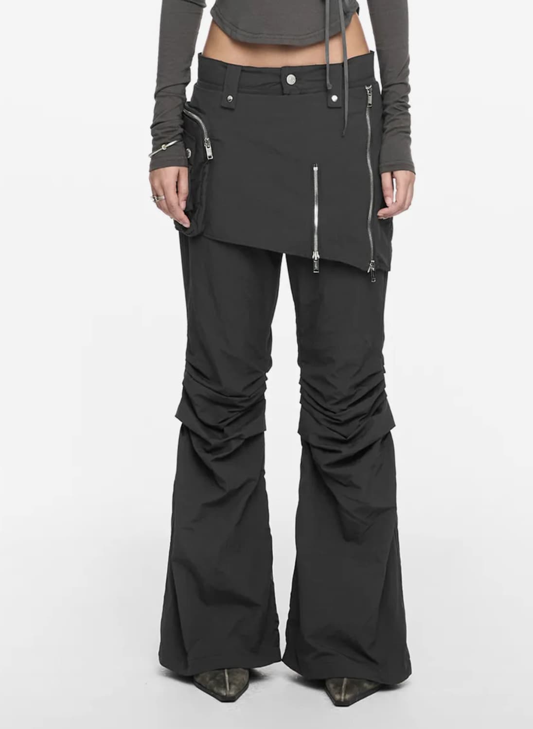 나체 부츠컷 스커트팬츠 유니섹스 차콜 상품이미지1