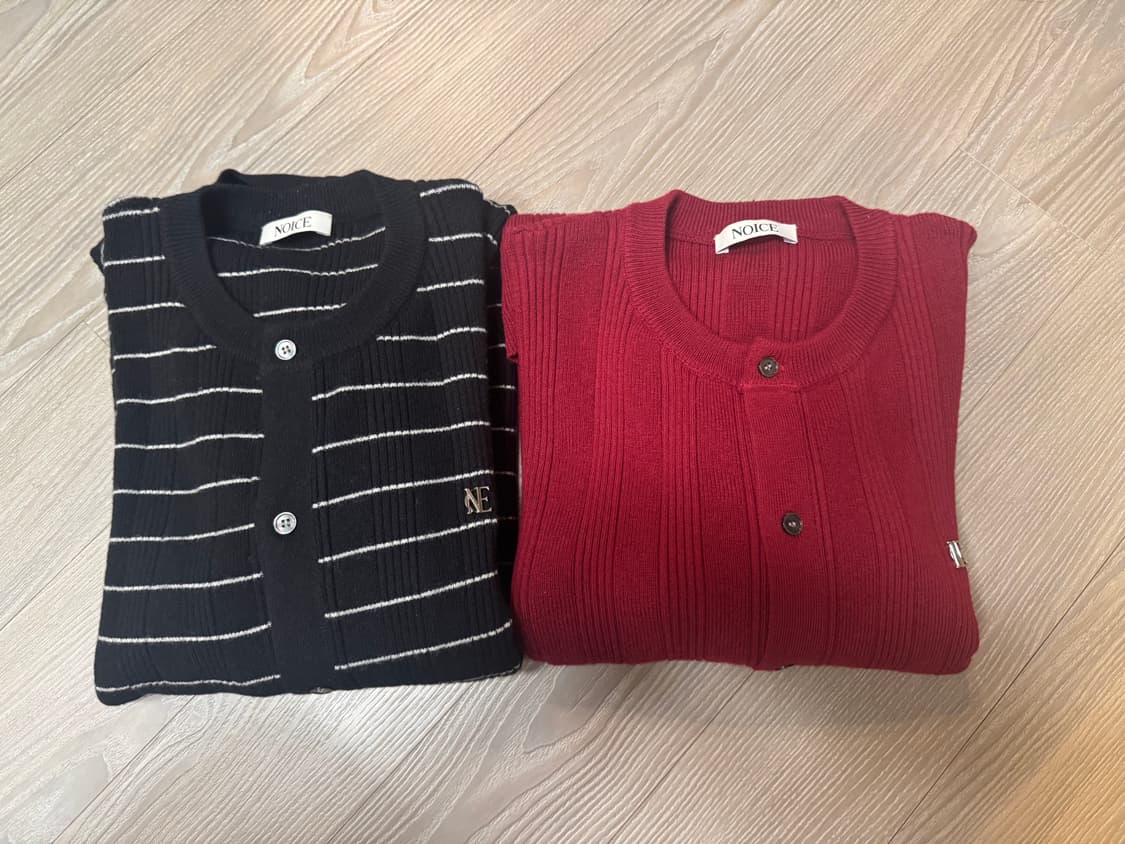 Noice 노이스 리브드 가디건 red,black L size 상품이미지1