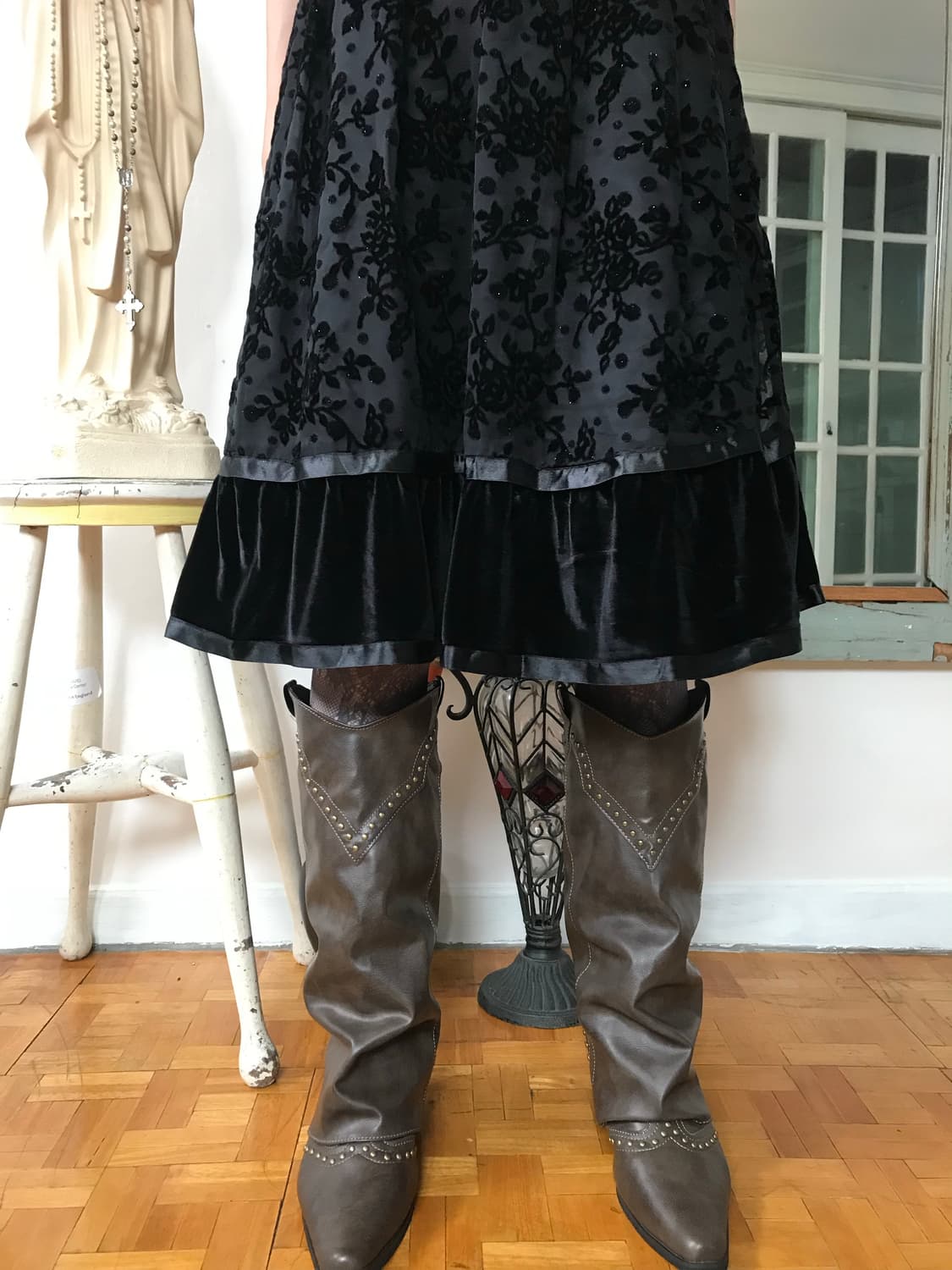  vintage pattern velvet one-piece 상품이미지1