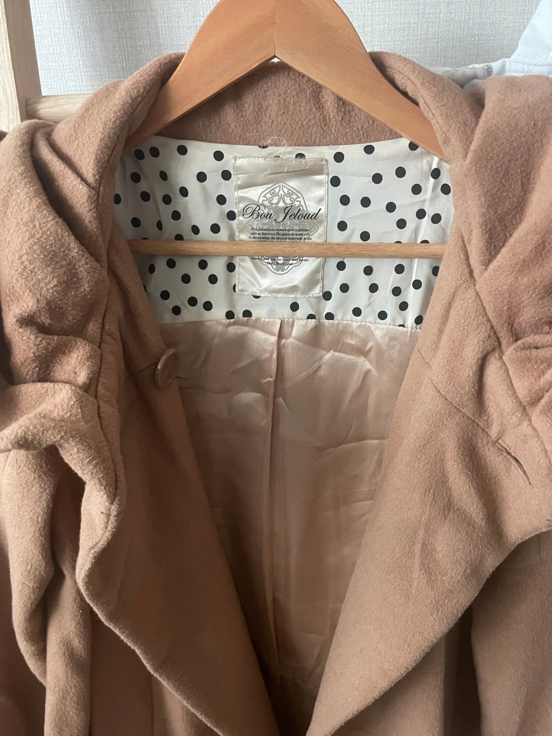 모리걸 빈티지 베이지 도트 후드 코트 🧡🤎 상품이미지3