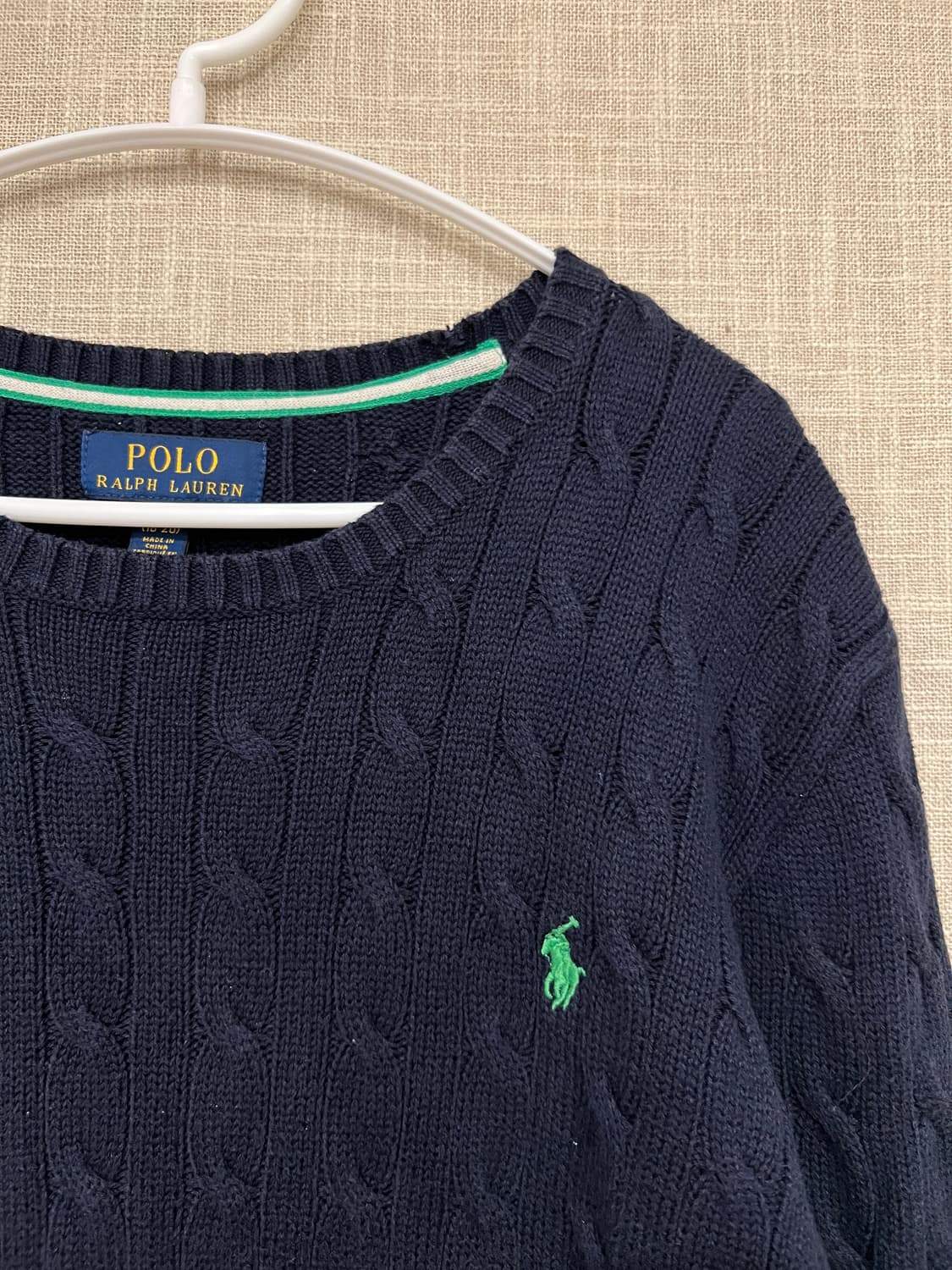 일본 폴로랄프로렌 케이블 꽈배기 니트 M 네이비 상품이미지2