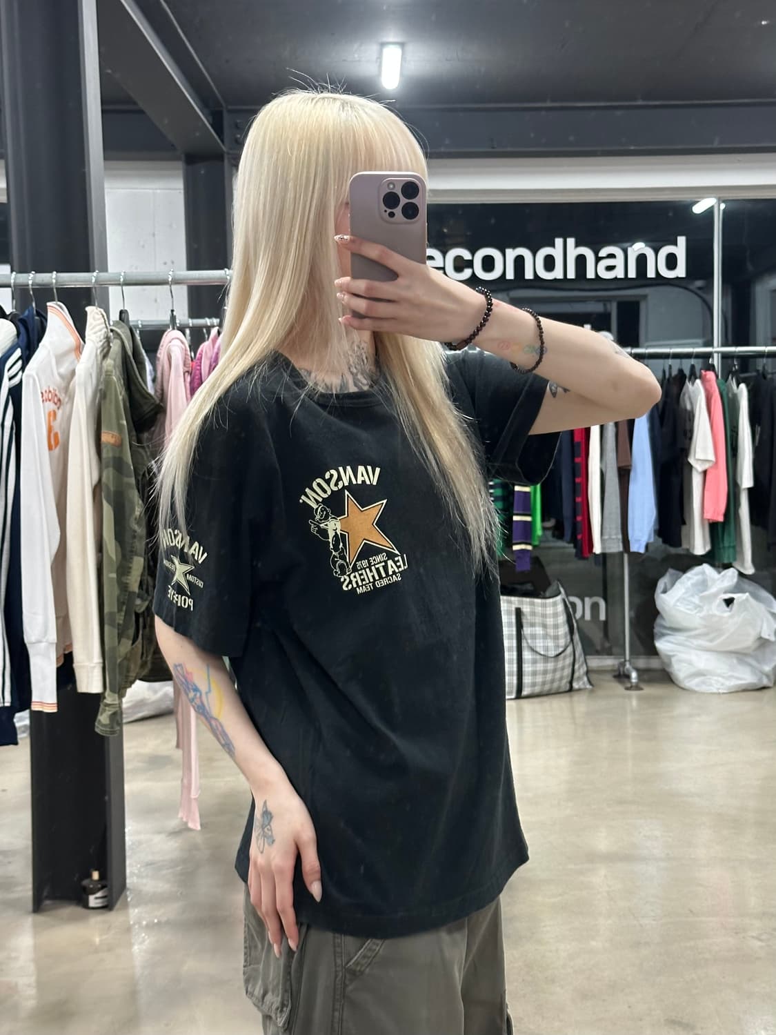 벤슨 스타 뽀빠이 그래픽 블랙 반팔 티셔츠 상품이미지4