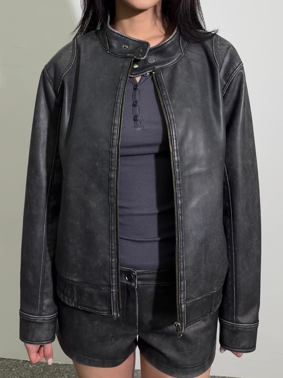 워시드 레더 블루종 점퍼 상품이미지2