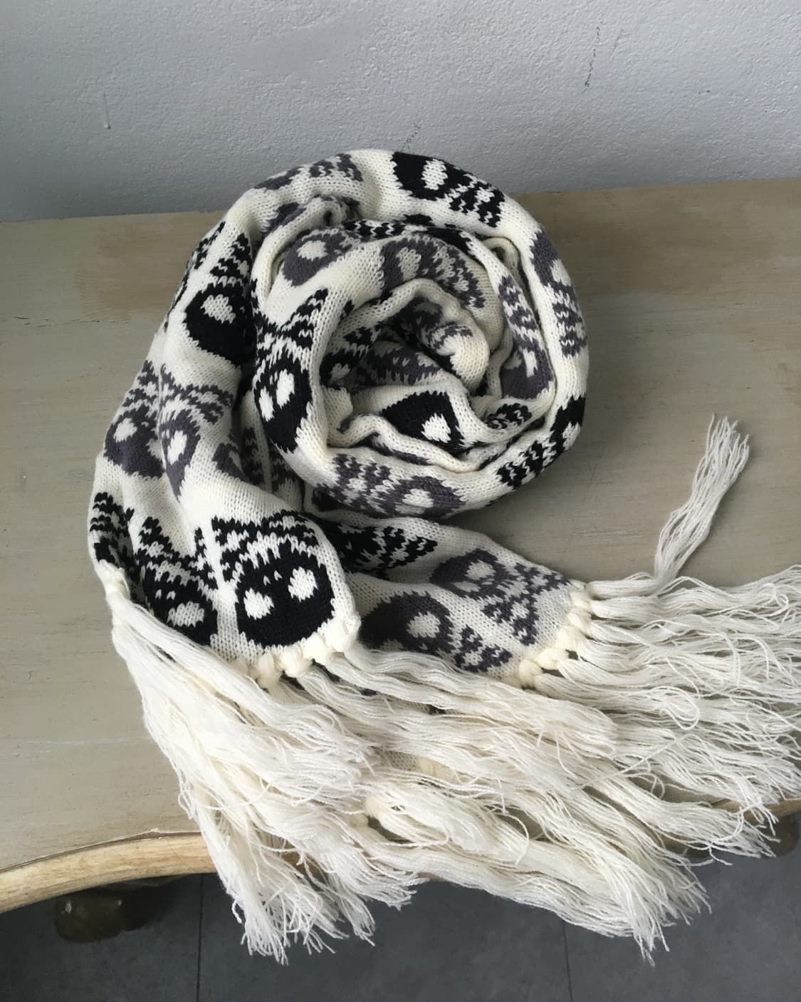 skull pattern knit muffler 상품이미지1