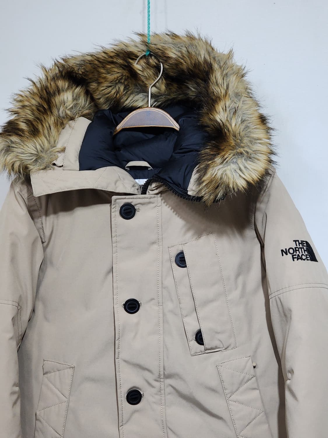 (90) 노스페이스 패딩점퍼 베이지 후드 다운자켓  상품이미지2