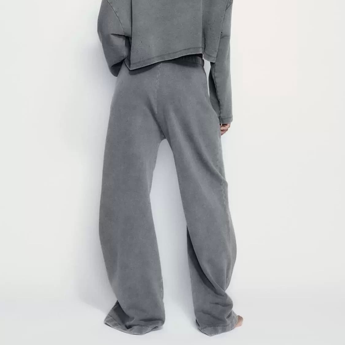 zara 자라 디스트로이드 워시드 플러시 팬츠 그레이 상품이미지4