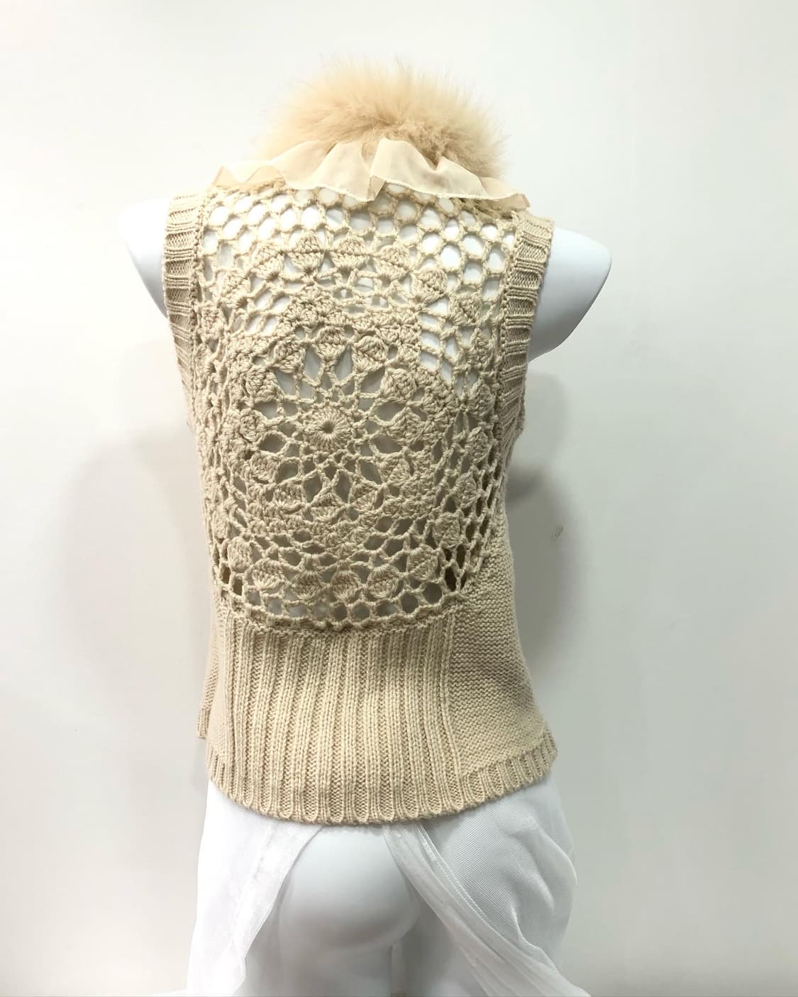 fox fur lace&back detail knit vest  상품이미지2