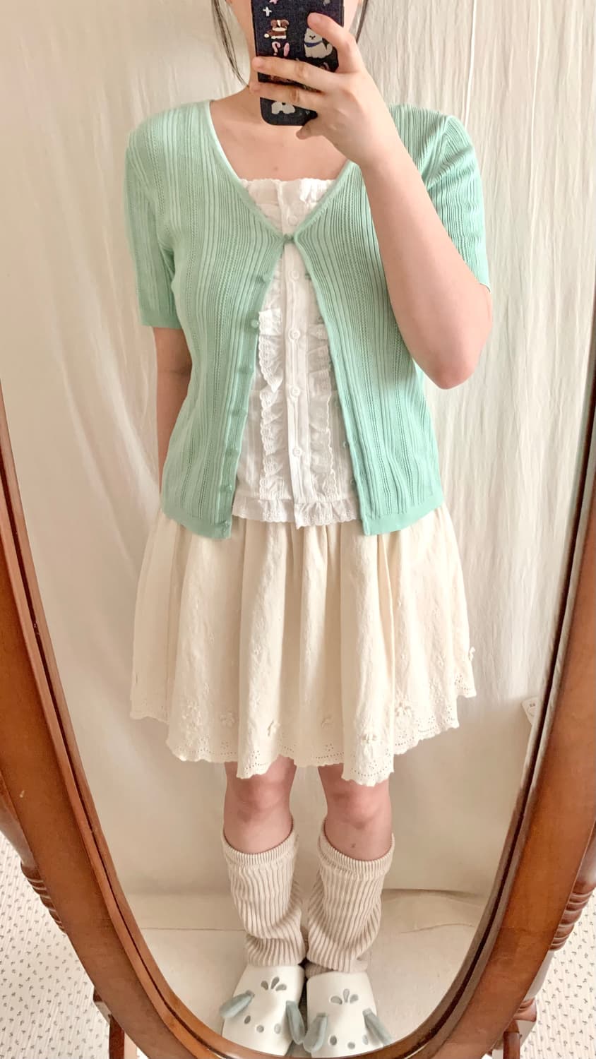 민트 니트 반팔 가디건 상품이미지5