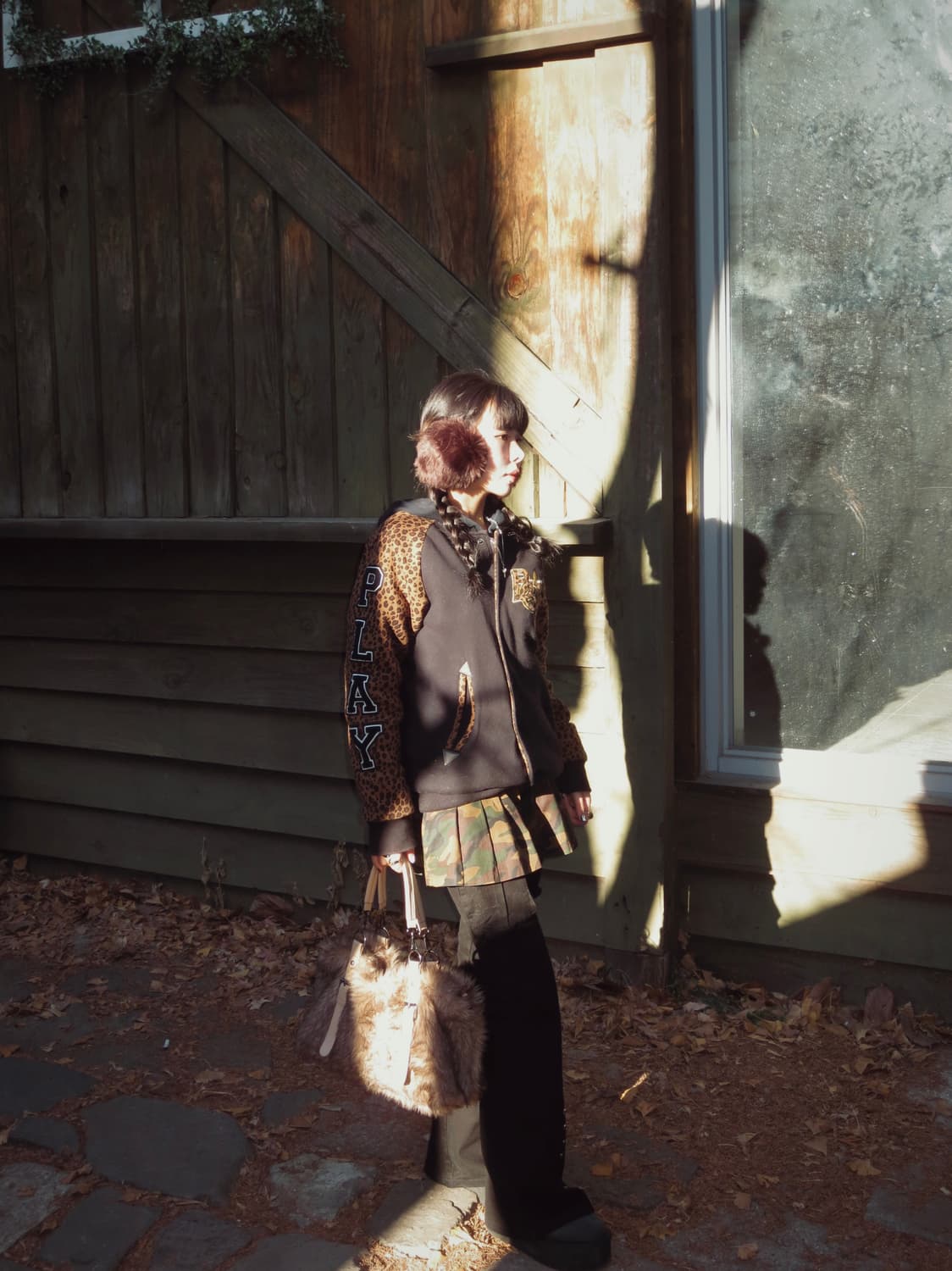 플레이보이 레오파드 퀄팅 걸즈 바시티 자켓(S) 상품이미지7