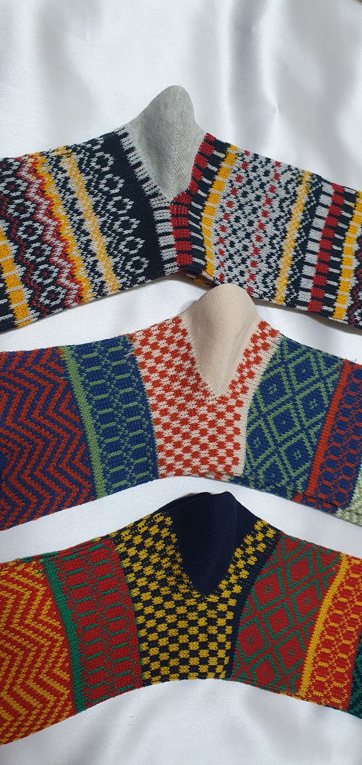 블루 그레이 그린 레드 크림베이지 에스닉 체크 비비안웨스트우드 양말  상품이미지5