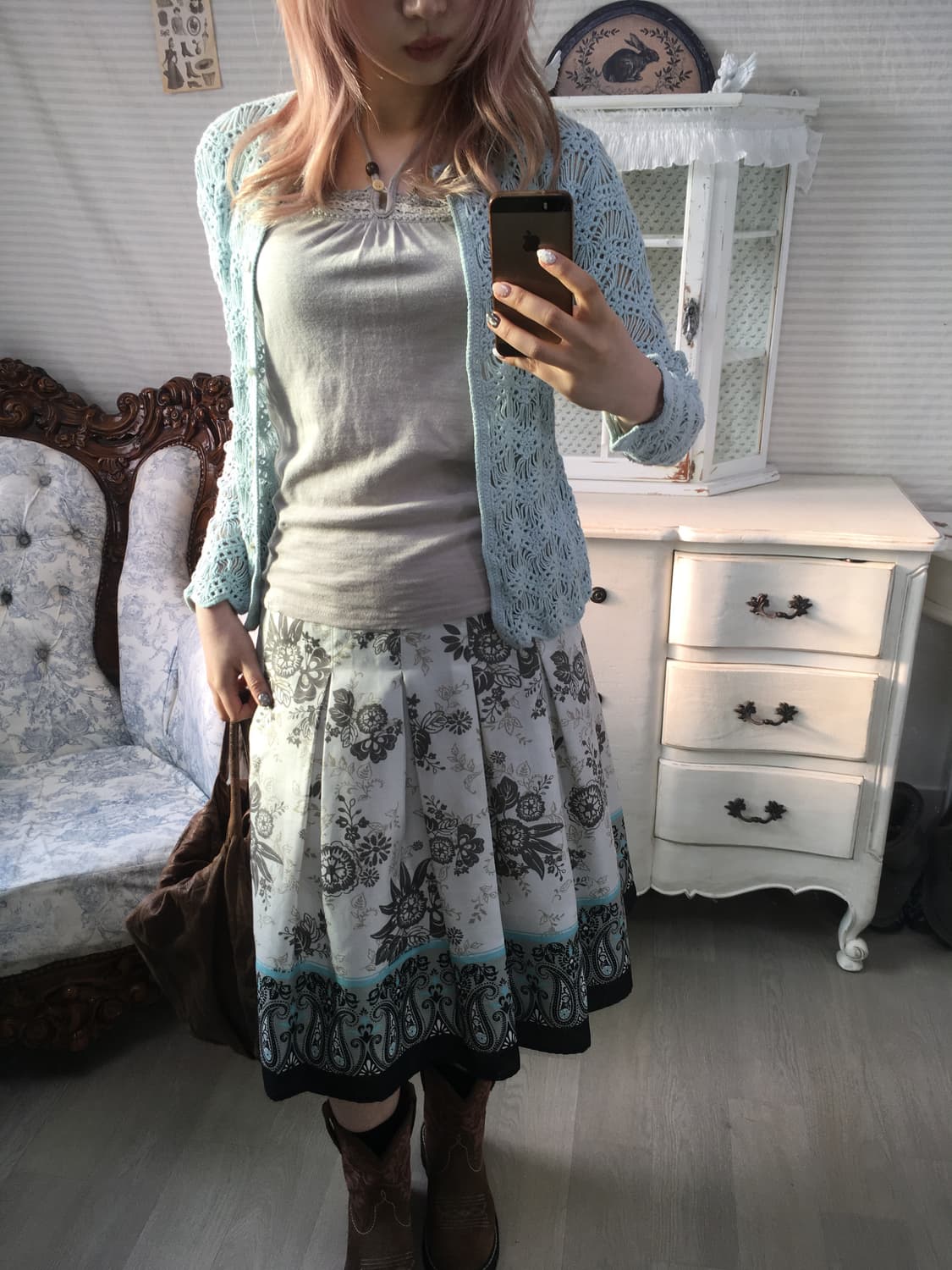 jpn vintage oriental flower pattern sk 상품이미지5