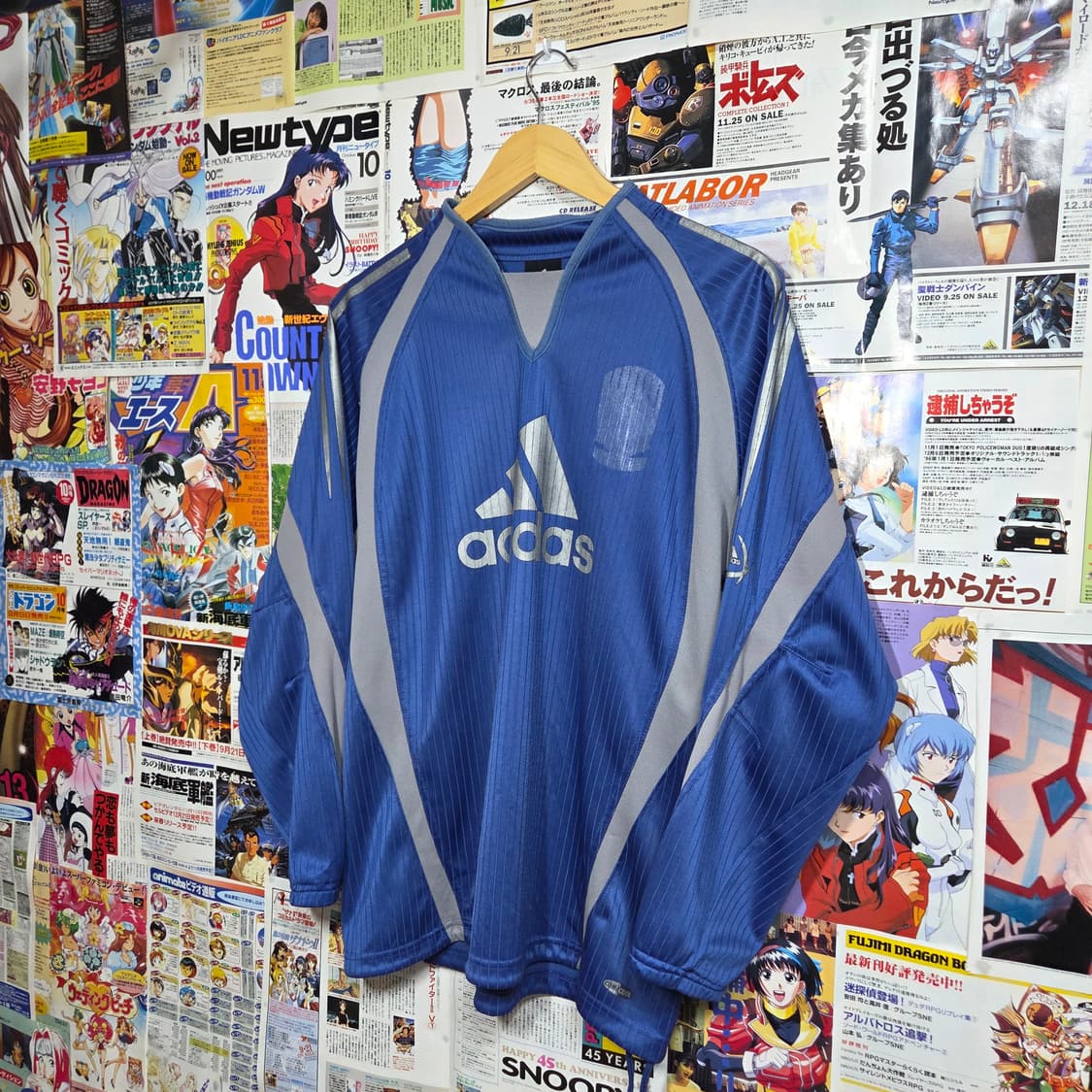 아디다스 블루 그레이 스트라이프 져지 롱슬리브 . 상품이미지2