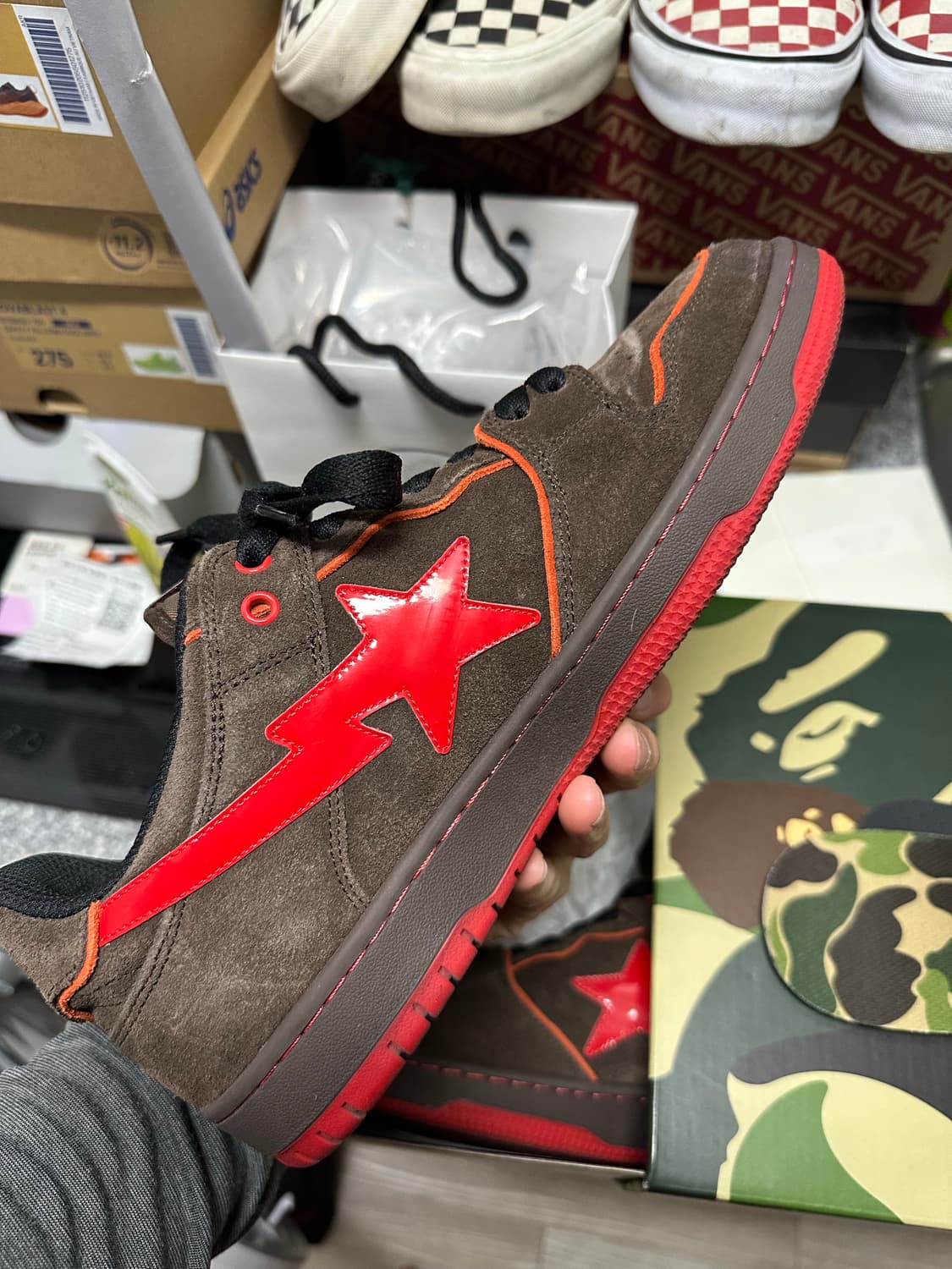 270 베이프 Sk8 스타 브라운 레드 상품이미지7