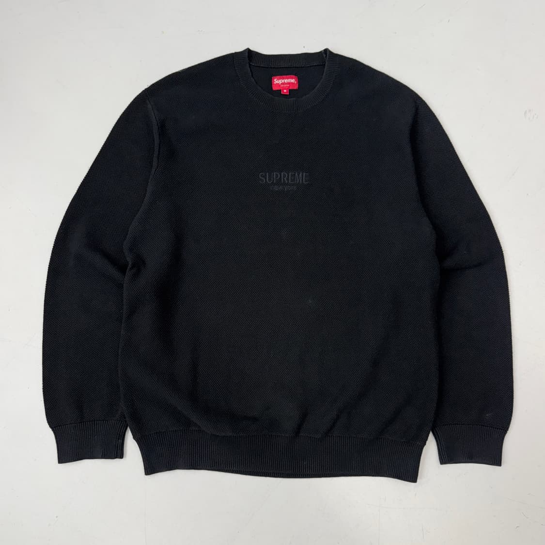 슈프림 19FW 코튼 피크 크루넥  와플 니트 블랙 상품이미지2