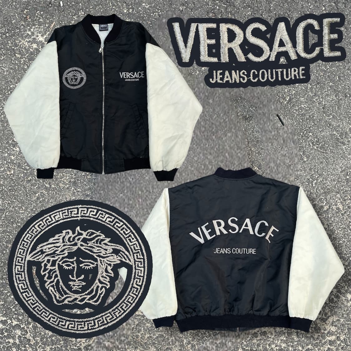 90s 베르사체 메두사 스펠아웃 대장급 바시티 자켓 올드스쿨 점퍼 XL 상품이미지1