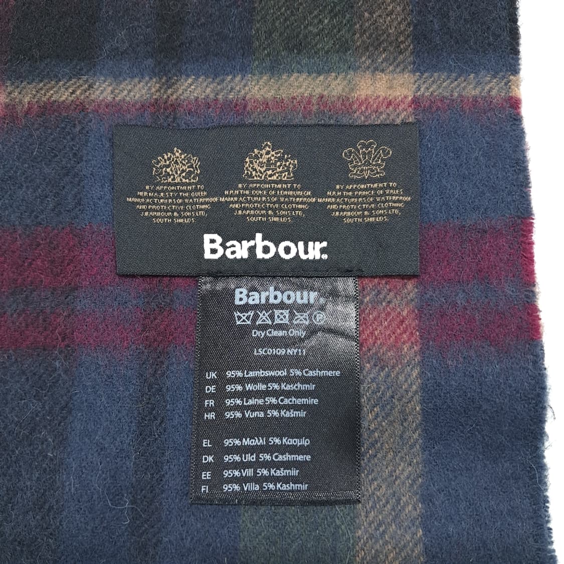 MX241 바버 퍼플 로얄 타탄체크 램스울 캐시미어 목도리 머플러 상품이미지4