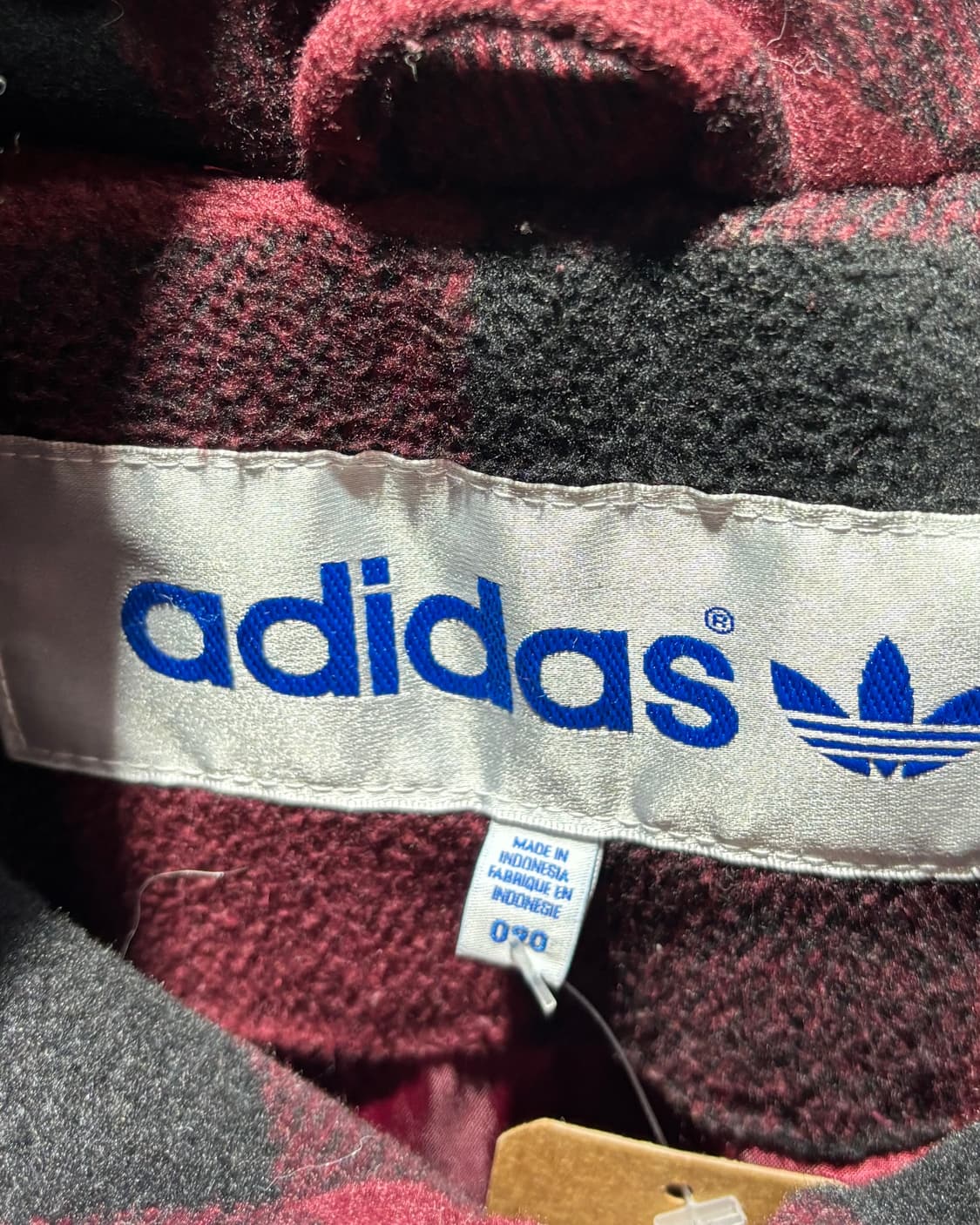 S 아디다스 파이어버드 레드 타탄체크 롱카라 자켓 상품이미지5