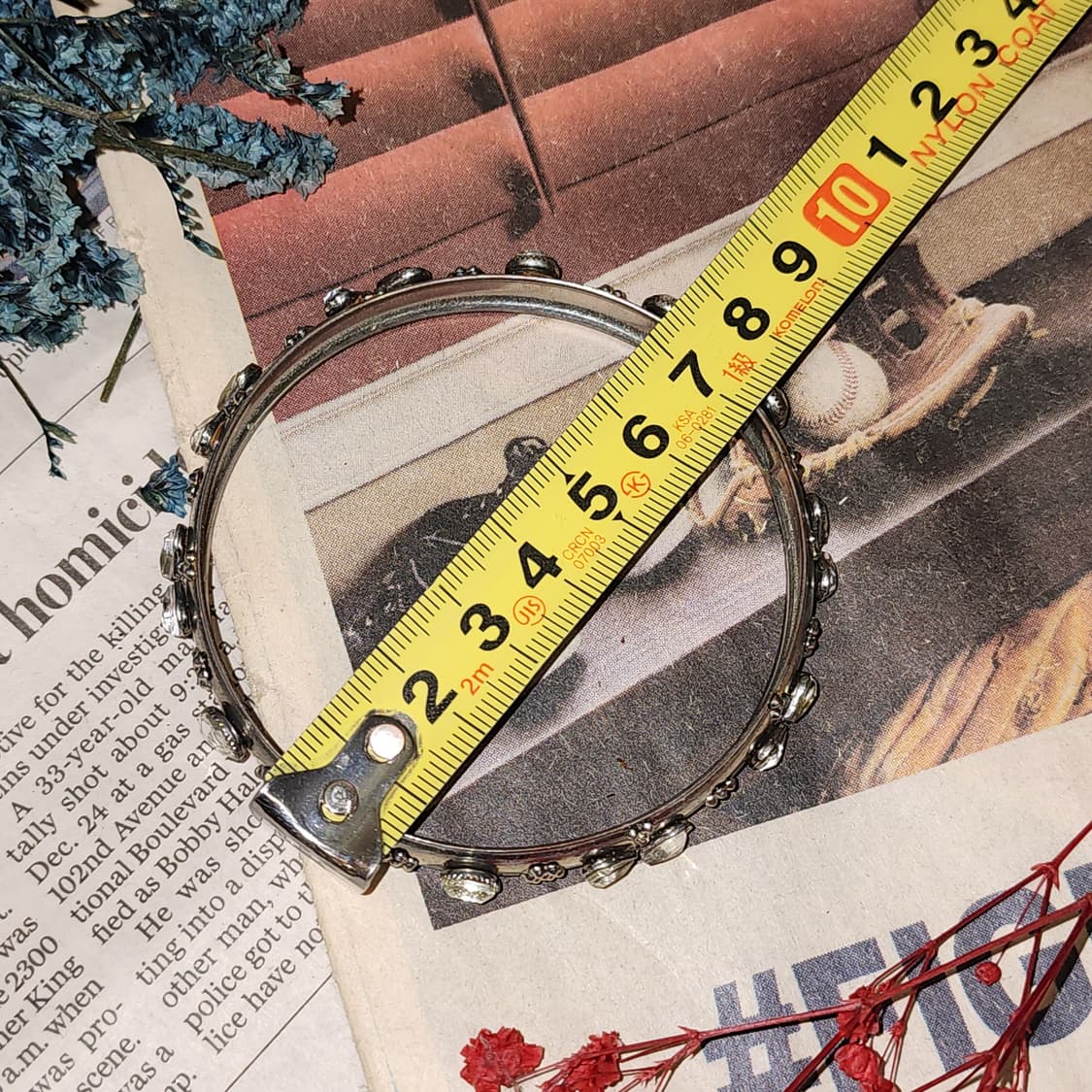 90s 프랑스 빈티지 팔찌 빈티지 실버 플로럴 뱅글 팔찌 엔틱 쥬얼리 상품이미지9