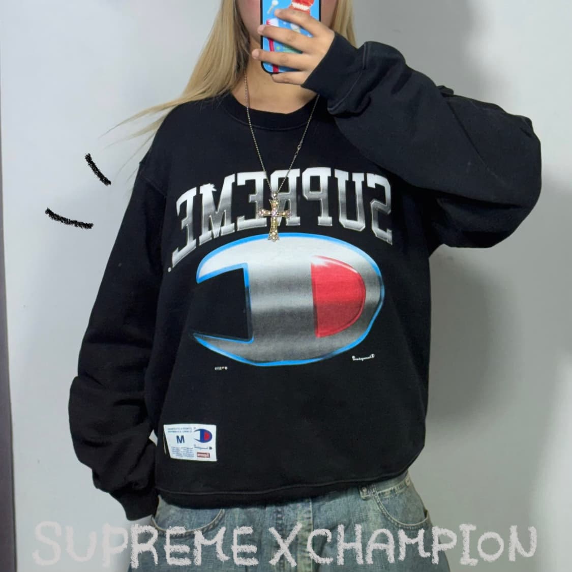 슈프림 X 챔피온 2019 컬렉션 크롬 크루넥 상품이미지1