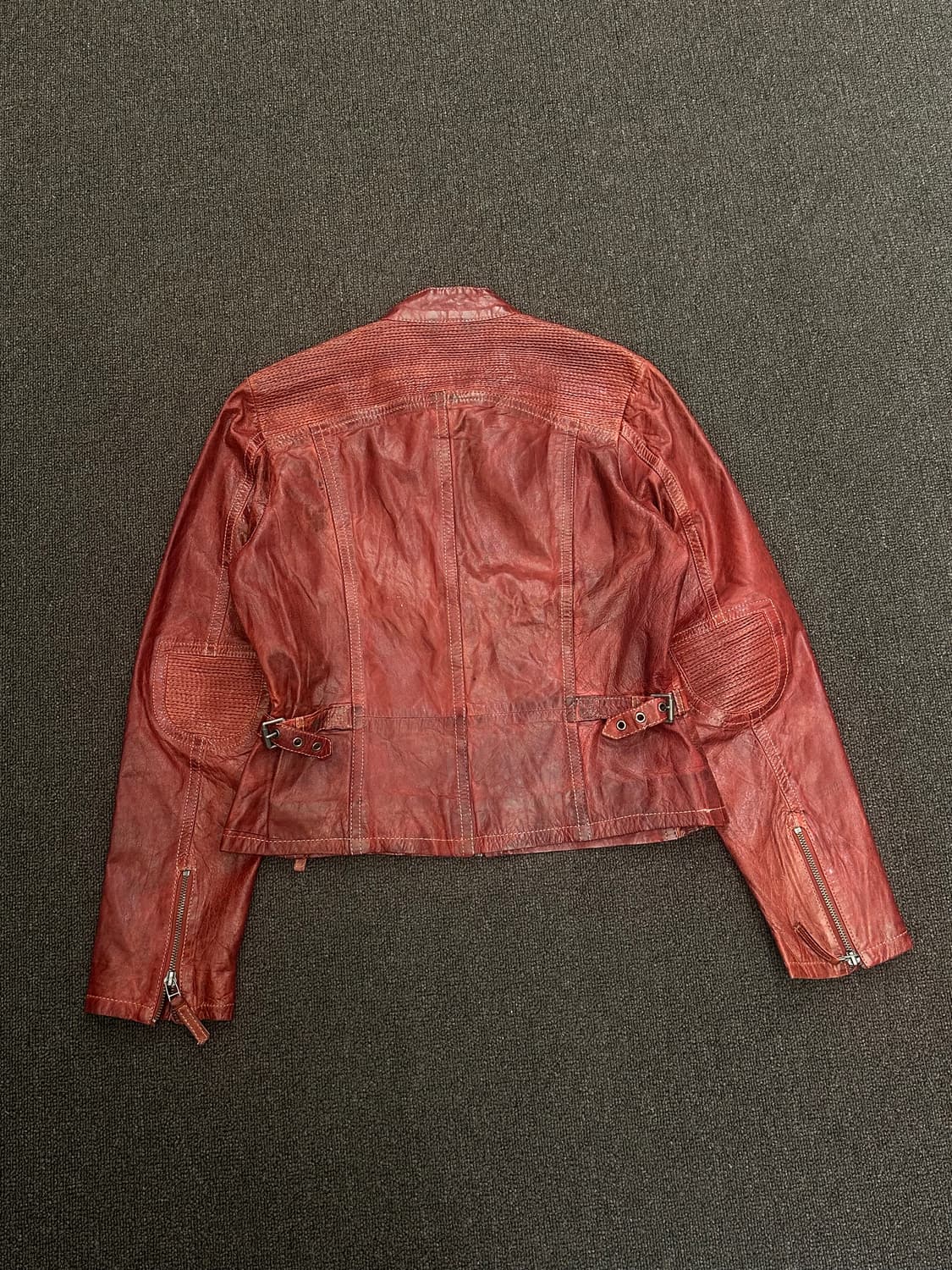 L)Japanese vintage 여성 버건디 레더자켓 상품이미지7