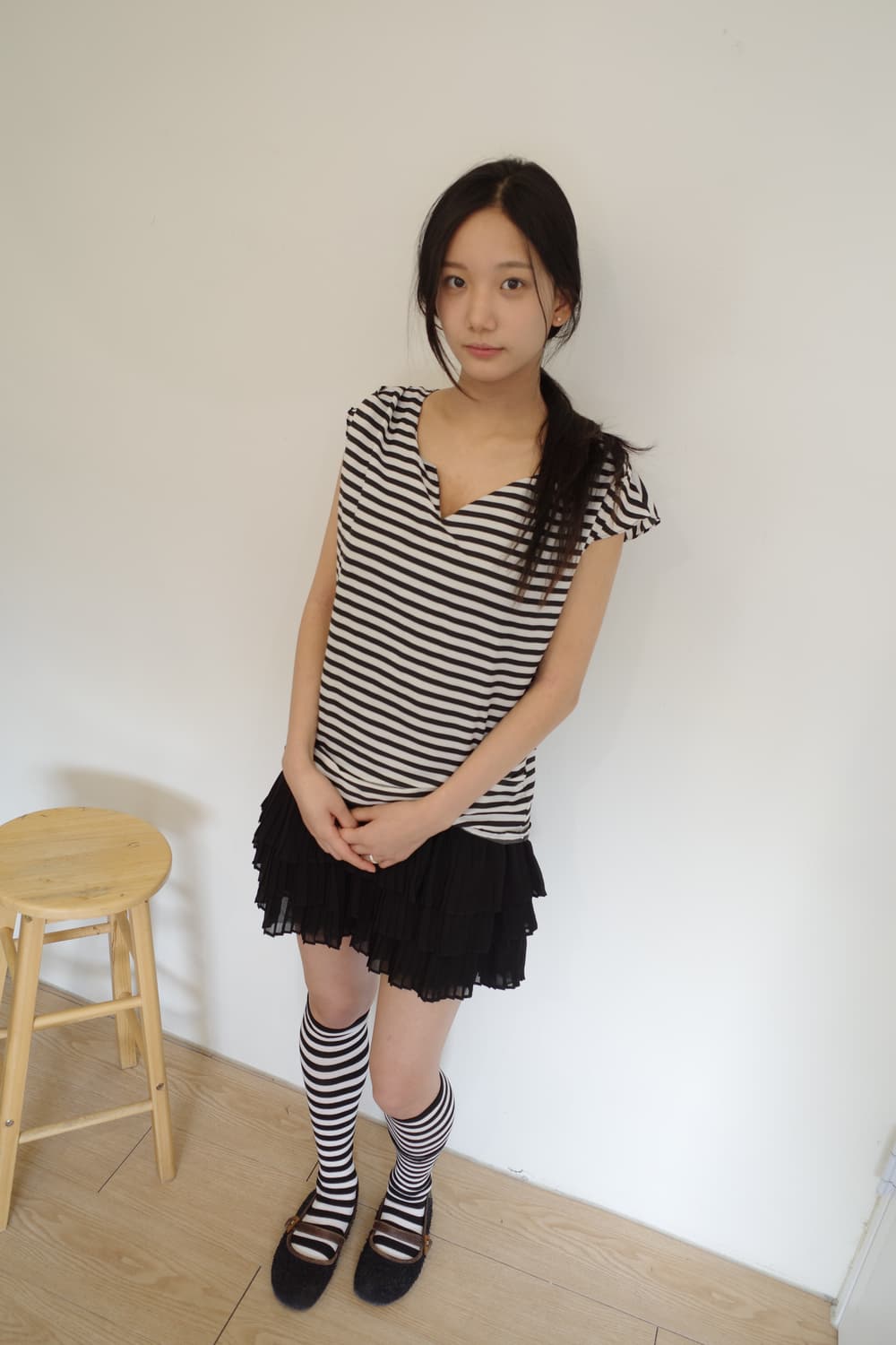 Stripe pleats ops 상품이미지5