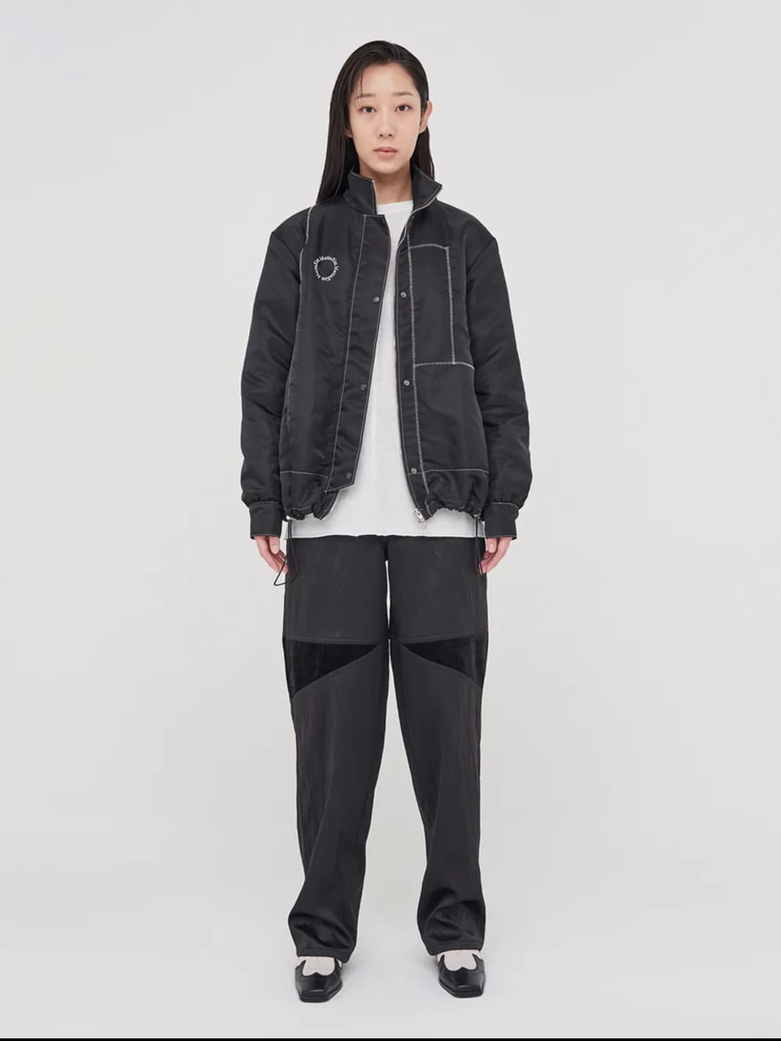 마뗑킴 STITCH COATING JUMPER IN BLACK 상품이미지1