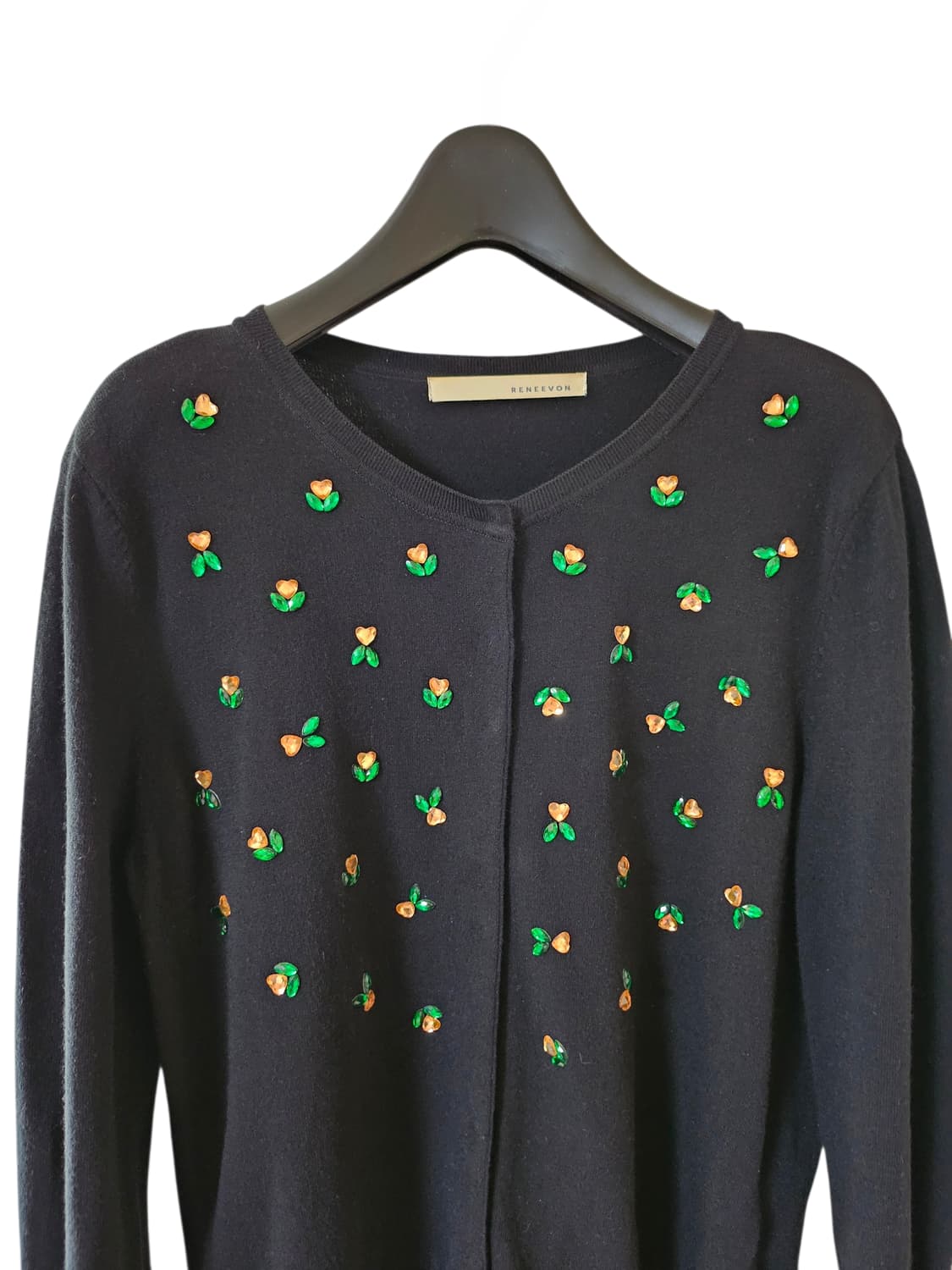 🌸 레니본 비즈 플라워 블랙 가디건 55-55반 | 로맨틱 봄 니트 상품이미지4
