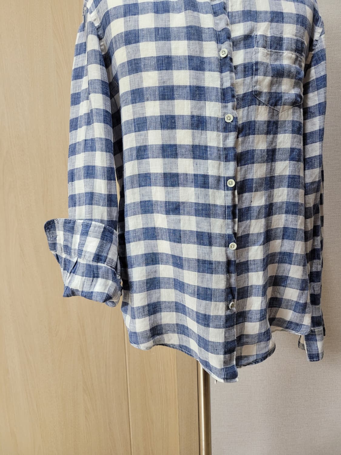 유니온베이 Unionbay 남자 린넨 체크셔츠 105 블루 상품이미지4