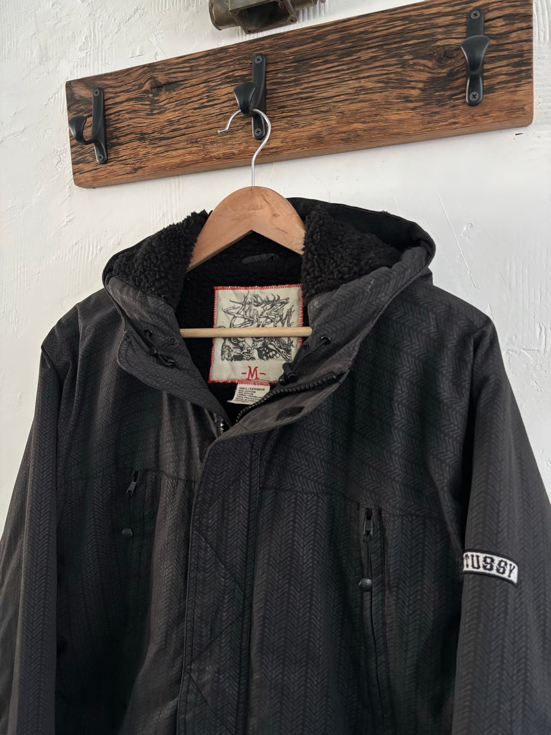 Stussy 올드 스투시 차콜 헤링본 후드 자켓  상품이미지5