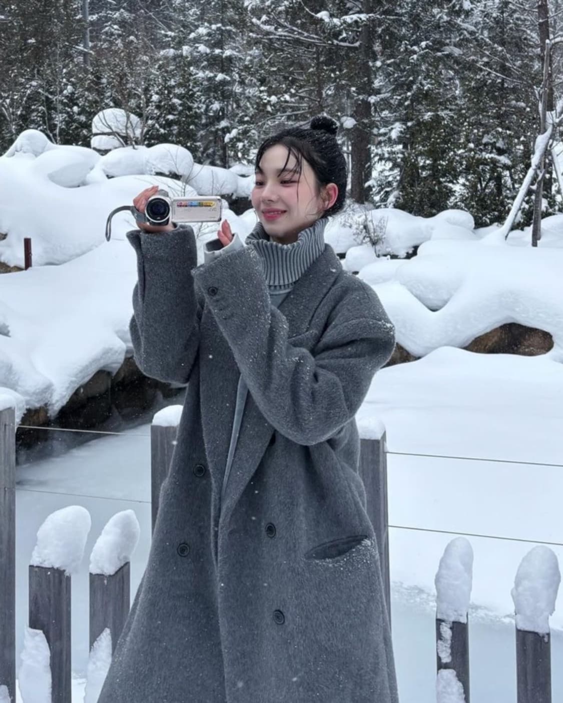 더오유 울 오버사이즈 롱 코트 그레이 상품이미지1