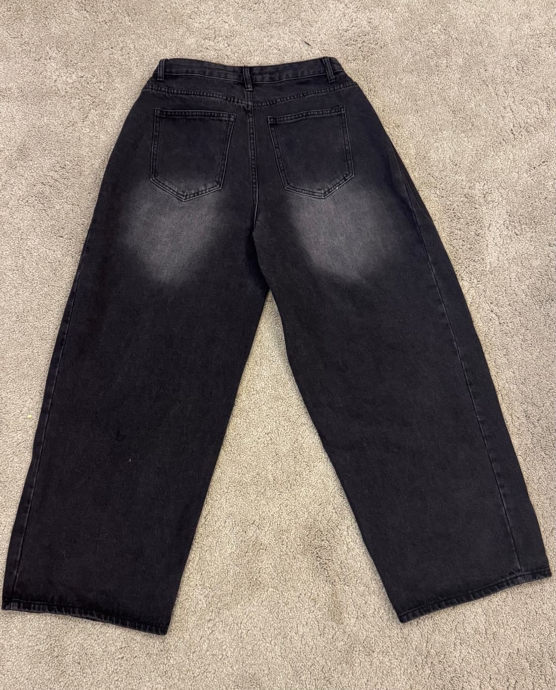 블랙 워싱 와이드 데님 (흑청,벌룬핏) 상품이미지2