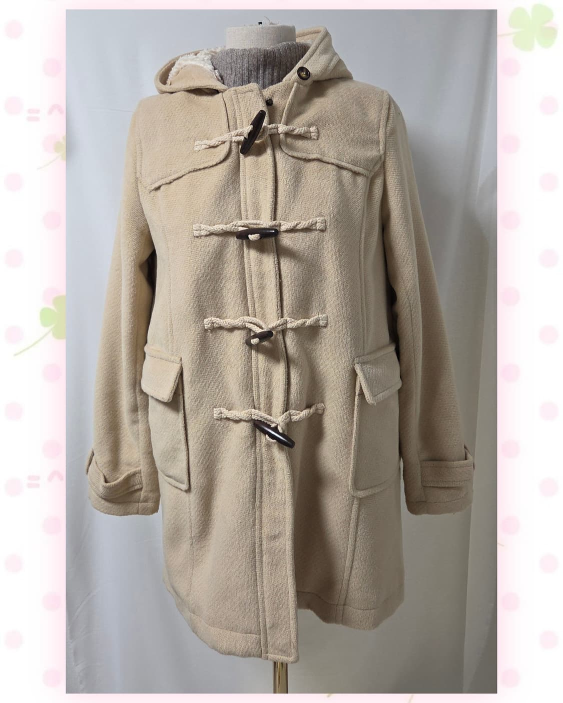 크림베이지 더플 떡볶이 코트 상품이미지3