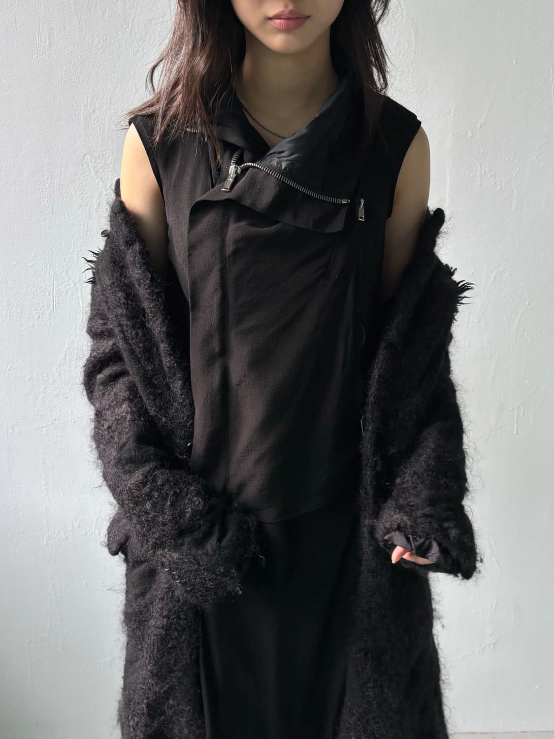 릭오웬스 10ss 실크 비대칭 하이넥 베스트 상품이미지1