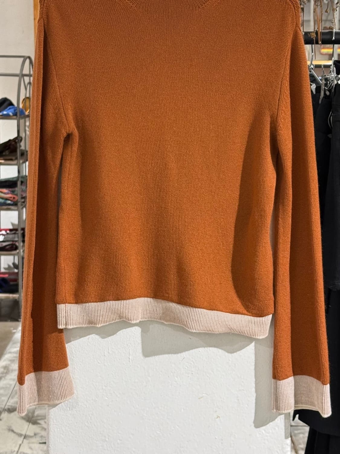 질샌더 오렌지브라운 캐시미어 혼방 라운드넥 니트 스웨터 상품이미지5