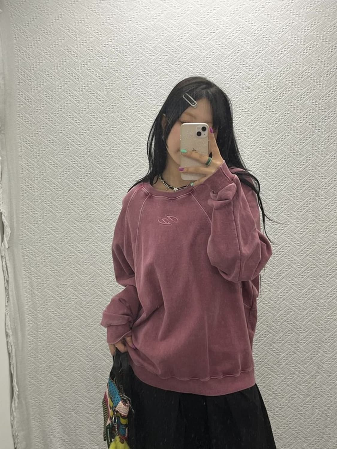 꼼파뇨 피그먼트 오버핏 더스티핑크 맨투맨 스웻셔츠 L C06741 상품이미지2