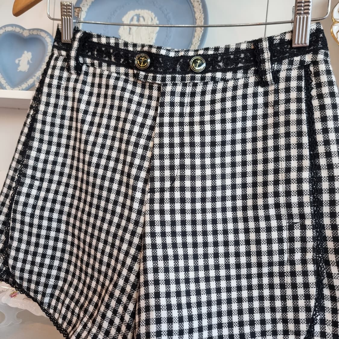 axes femme(악세즈 팜므) 깅엄체크 레이스반바지 상품이미지2