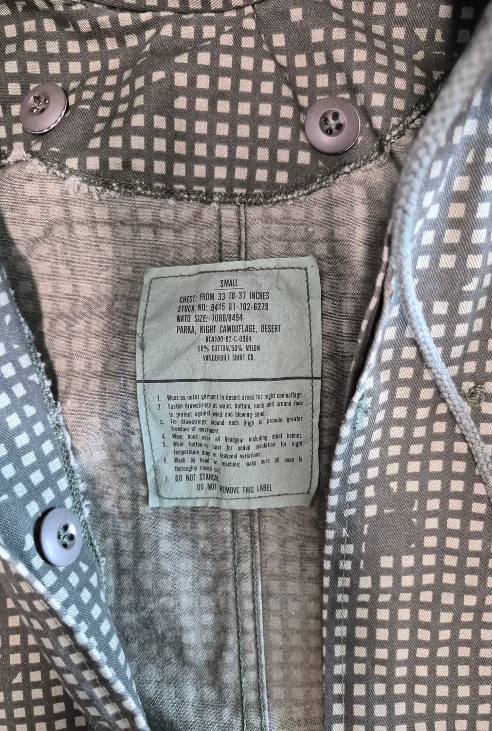 80s US ARMY Night Desert Camo Parka  상품이미지3