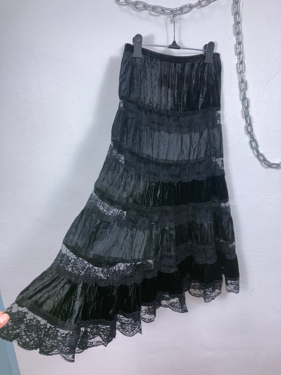 벨벳 레이스 롱스커트 상품이미지2