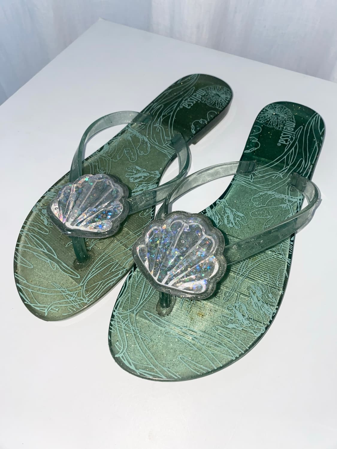 Melissa Glittery Shell Jelly Flip-Flops 상품이미지3