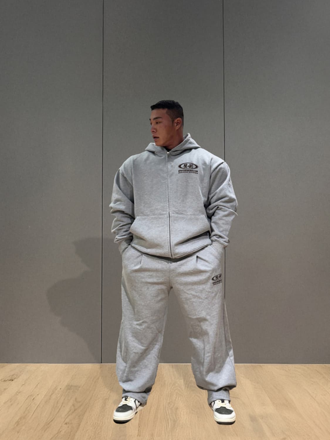 [M] 압도 더블써클 후드집업 그레이 상품이미지2