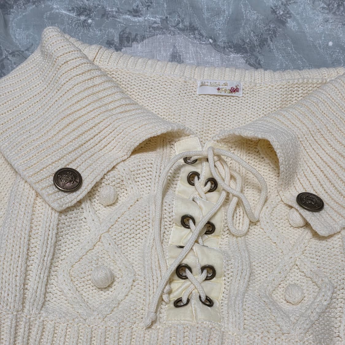 리즈리사 리본 오네갸루 오프숄더 니트 갸루일브히메갸루 상품이미지3